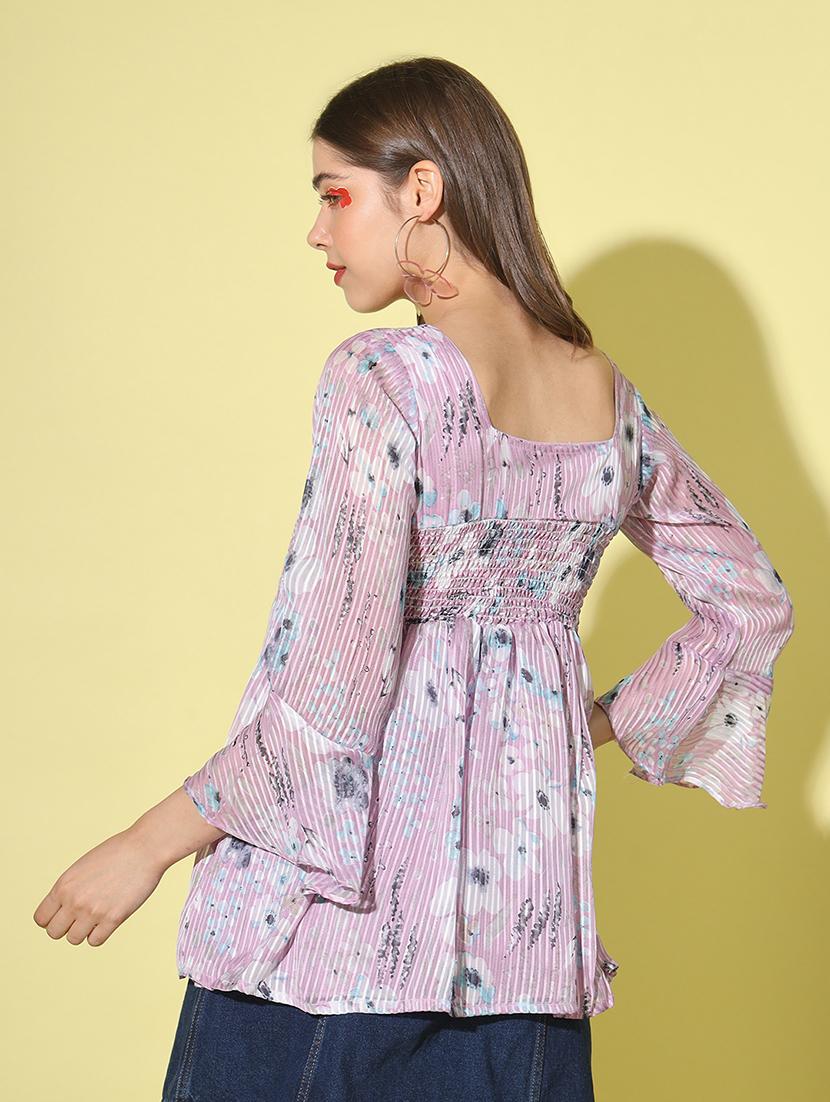 fuschia floral peasant top - 20334514 - Standard Image - 2