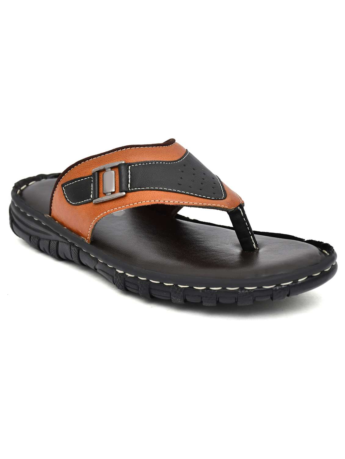tan leather toe separator slippers - 20334612 - Zoom Image - 0