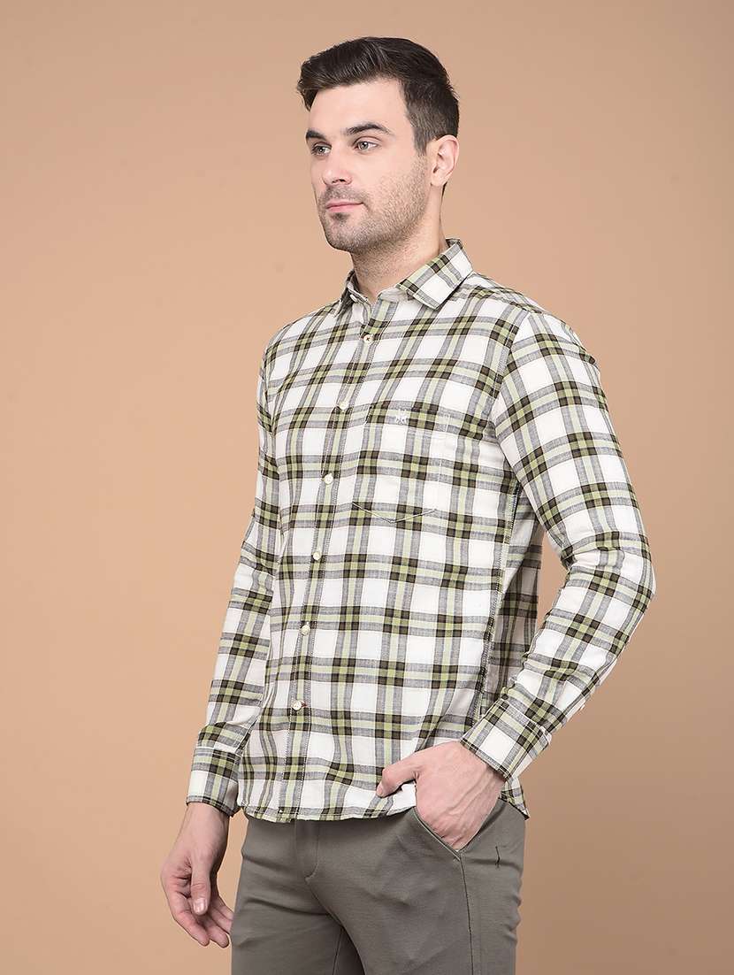 men white checks cotton short kurta