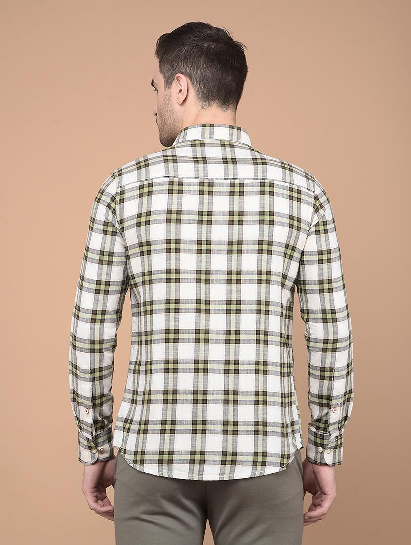 men white checks cotton short kurta - 20335426 - Standard Image - 2