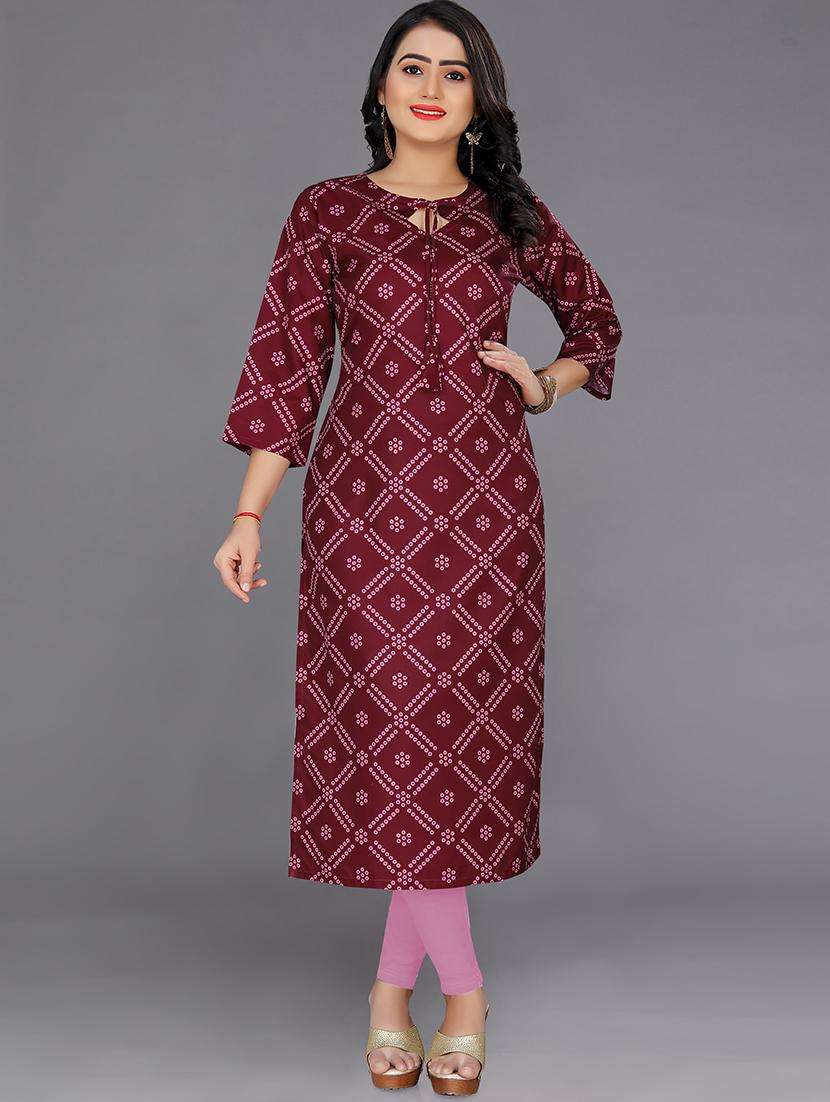 maroon colored straight kurta