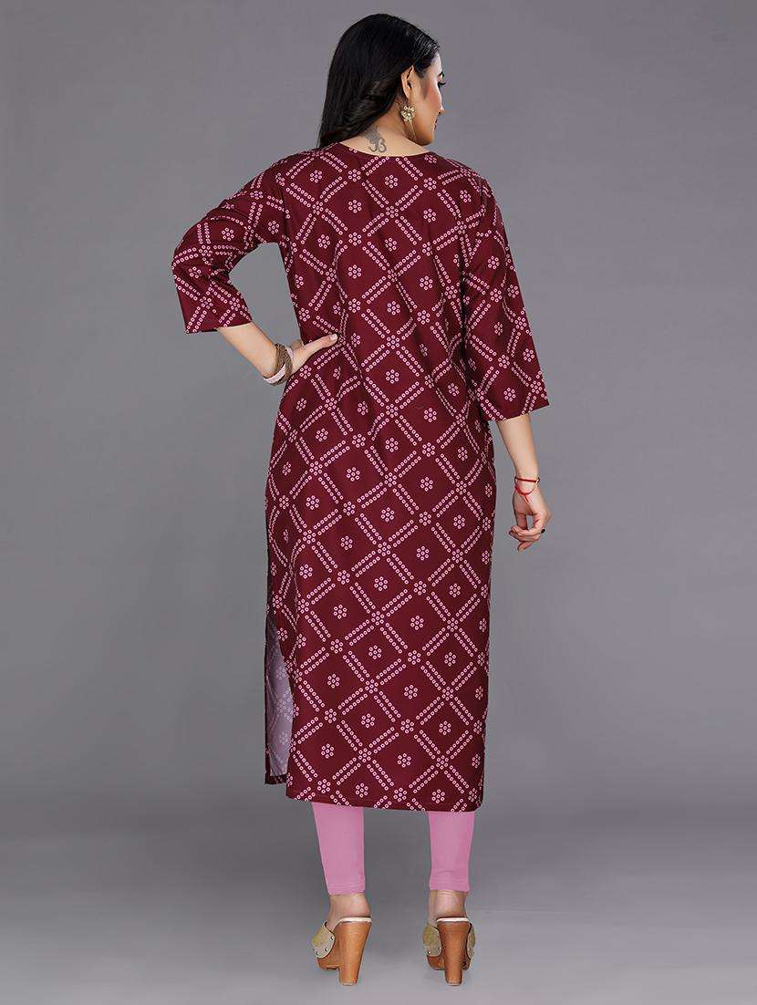 maroon colored straight kurta - 20335710 -  Standard Image - 2
