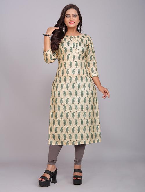 beige colored straight kurta - 20335721 -  Standard Image - 0
