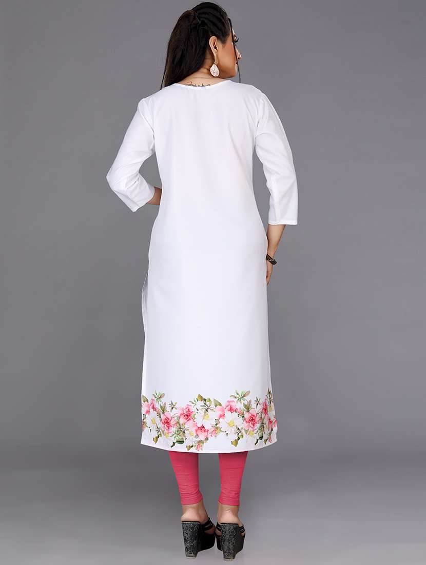 white colored straight kurta - 20335722 -  Standard Image - 2
