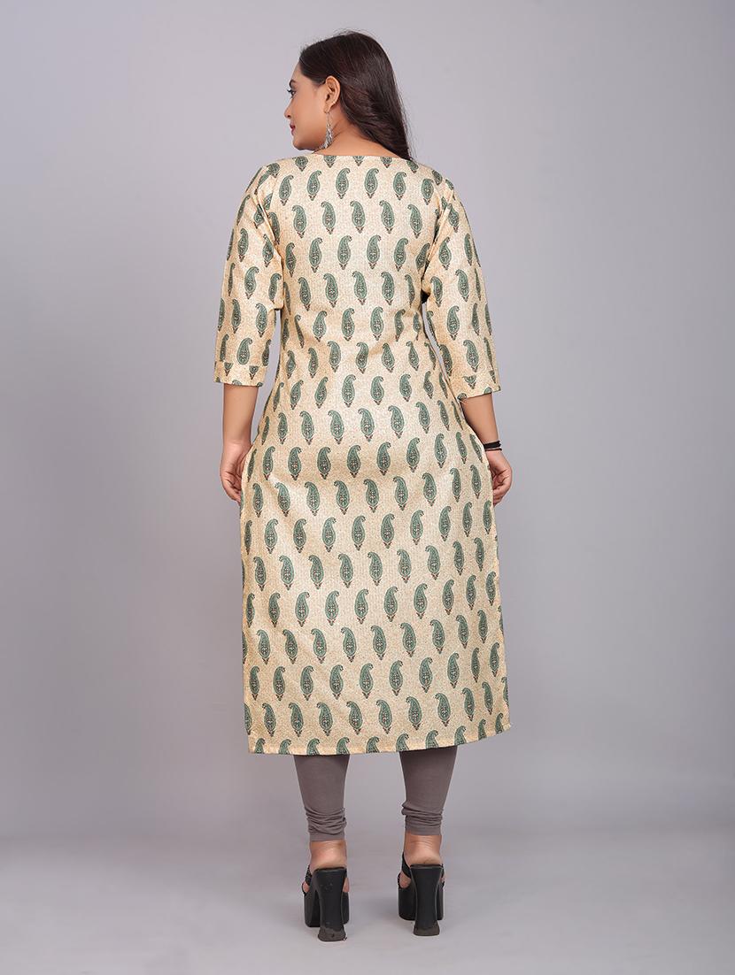 beige colored straight kurta - 20335734 - Standard Image - 2