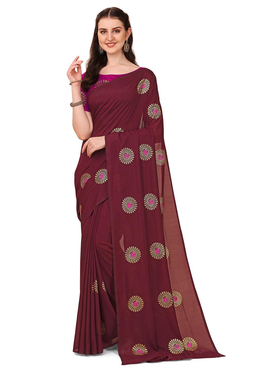 women's embroidered saree with blouse - 20335862 - Zoom Image - 0