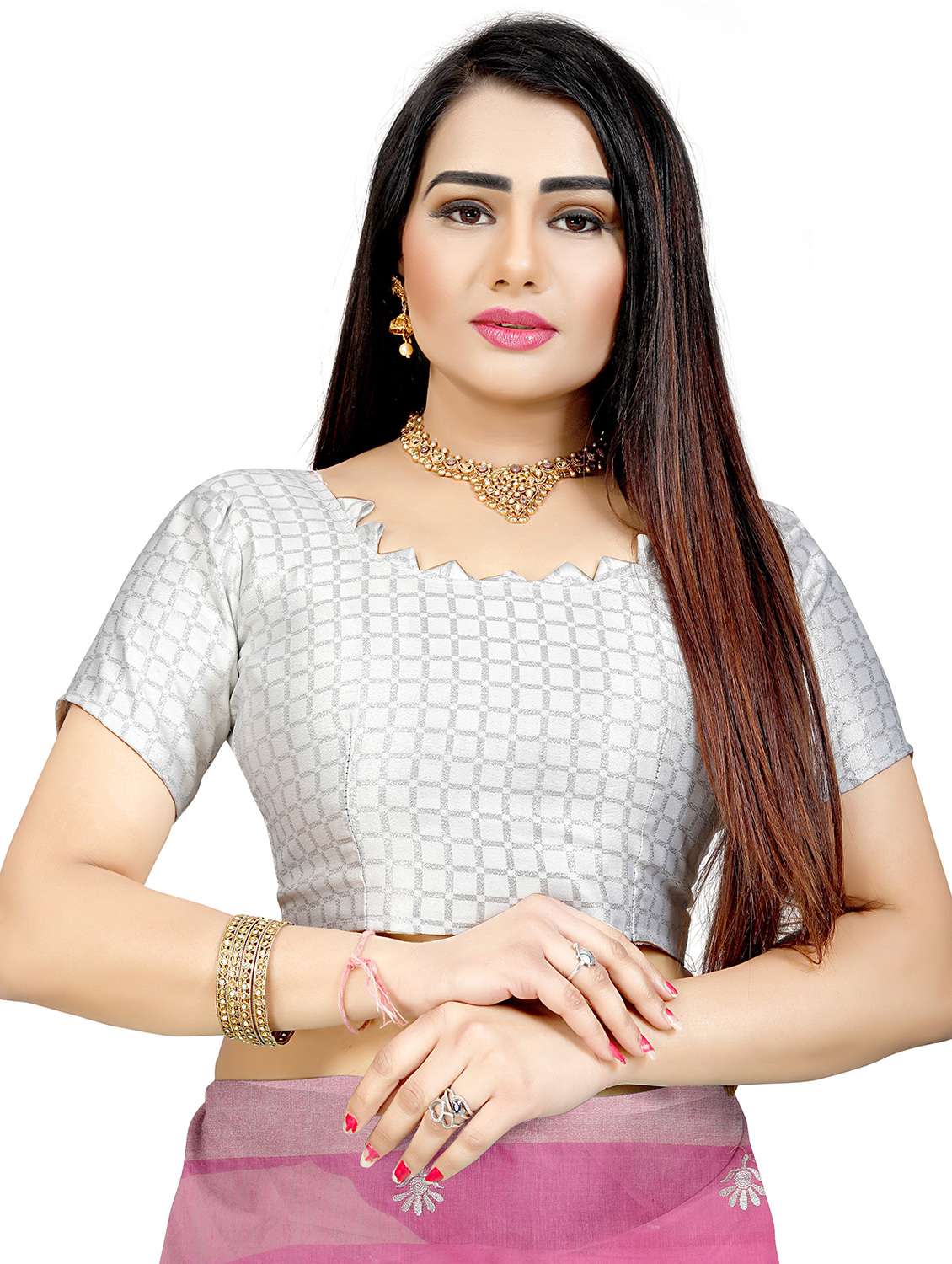 women's embroidered saree with blouse - 20335978 -  Standard Image - 2