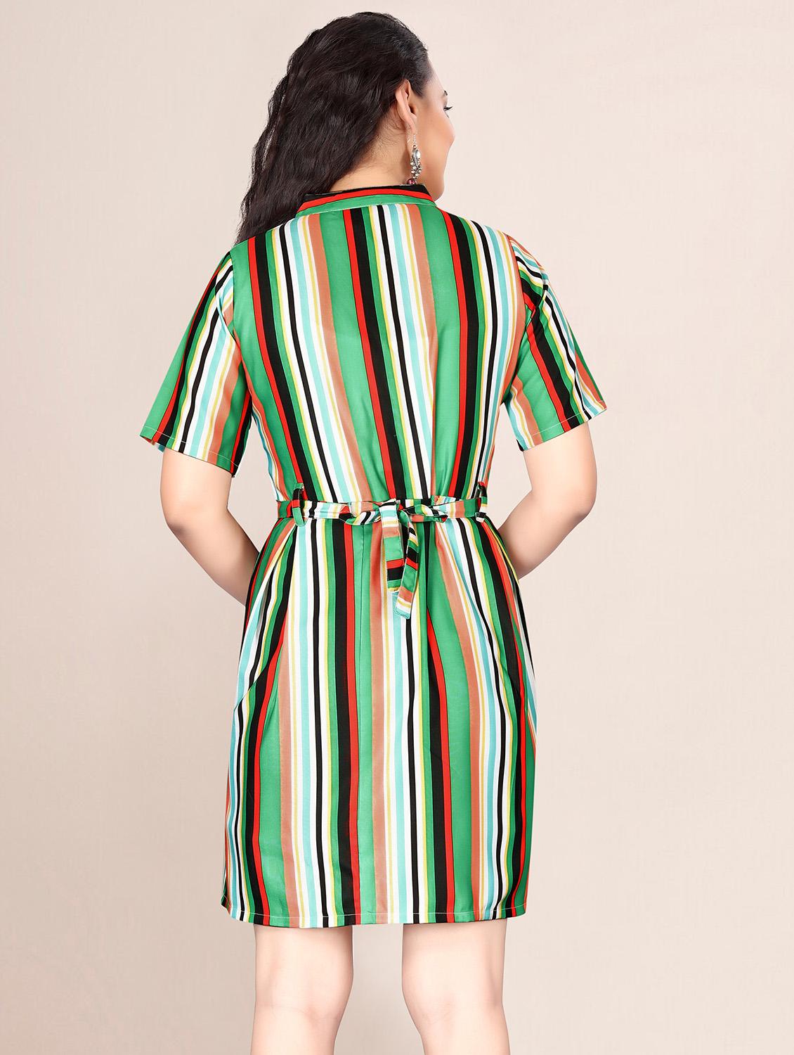 green stripes shirt dress - 20336304 - Standard Image - 2