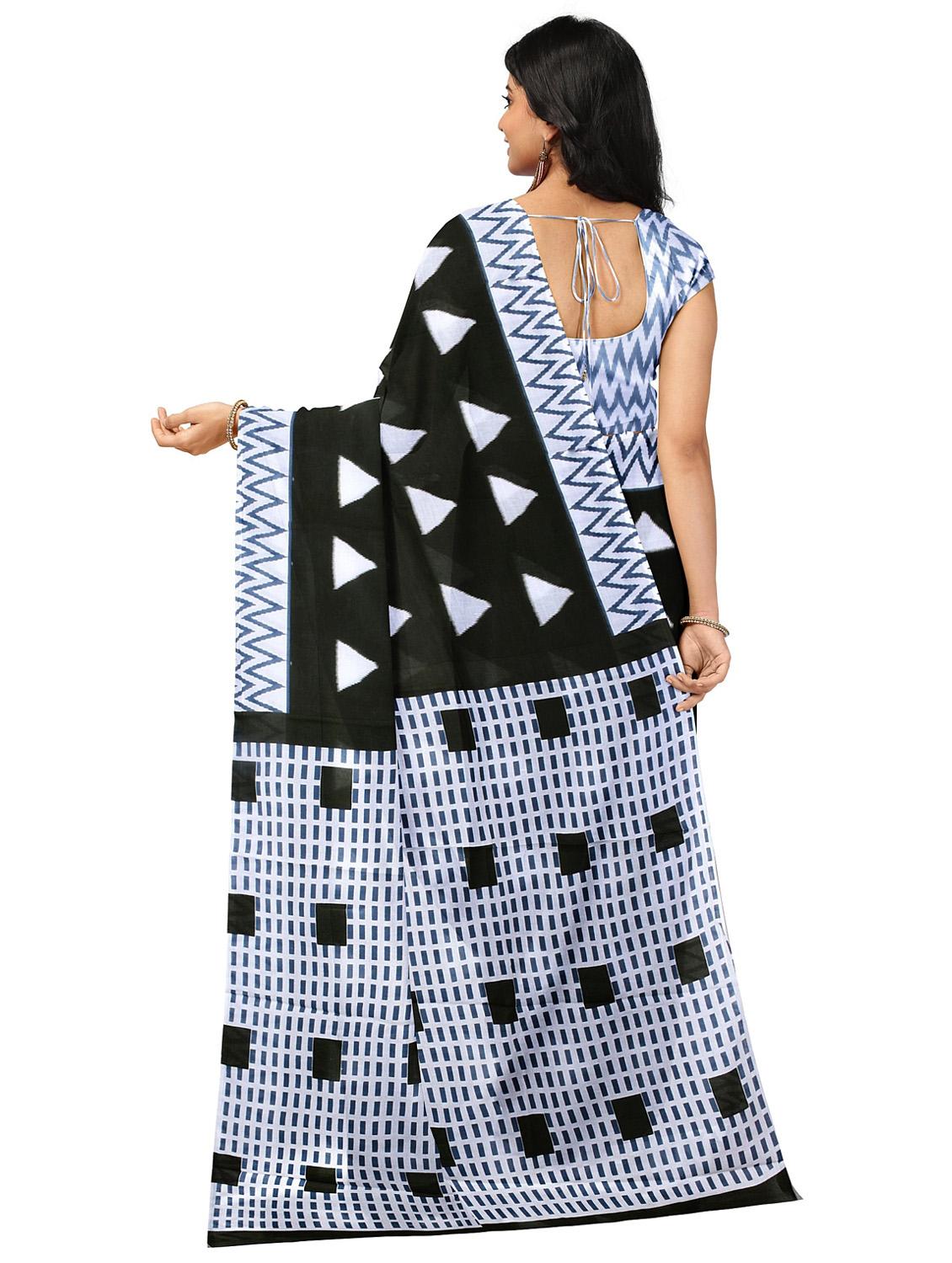 women's geometric black colored saree with blouse - 20336645 - Standard Image - 2