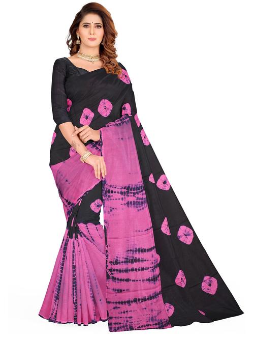 women's tie & dye black colored saree with blouse - 20336685 - Standard Image - 0