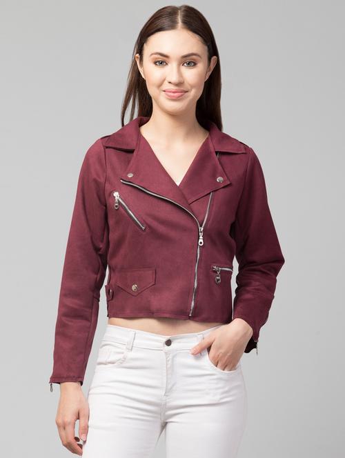 women red faux leather summer jacket - 20340895 -  Standard Image - 0