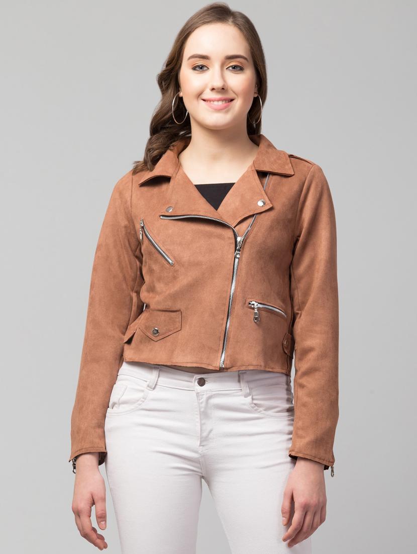 women brown faux leather summer jacket - 20340897 - Zoom Image - 0