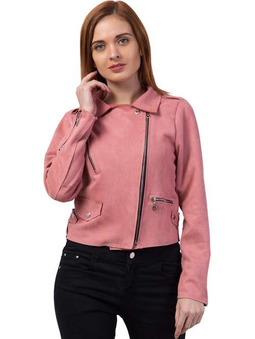 women pink faux leather summer jacket - 20340900 -  Standard Image - 0