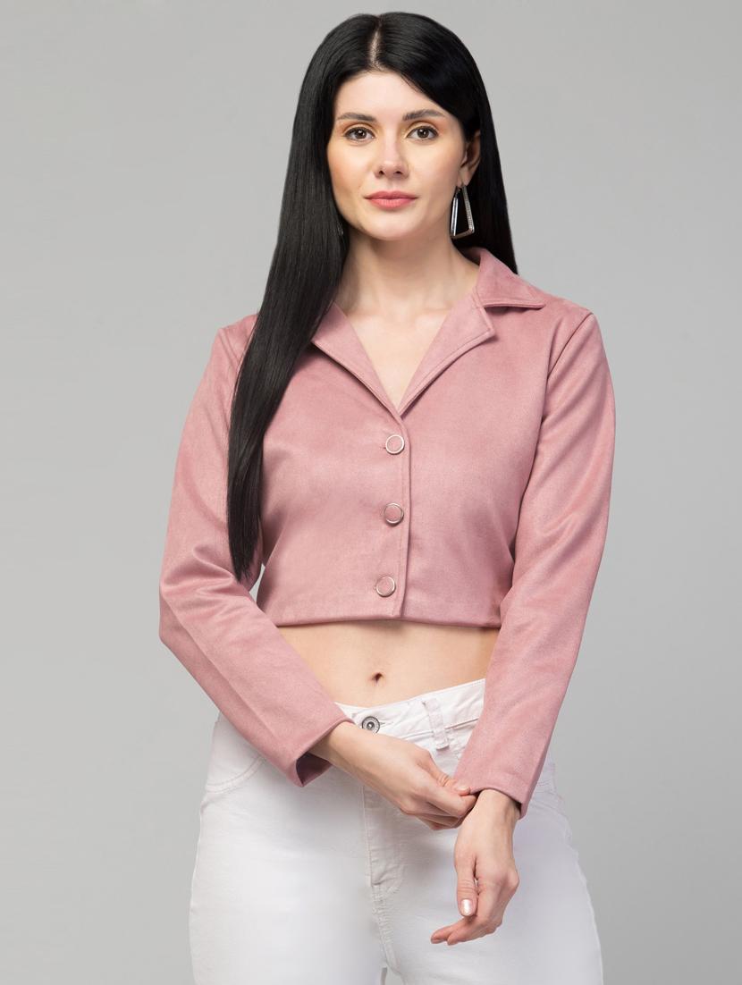 women solid faux leather summer jacket - 20340914 -  Zoom Image - 0