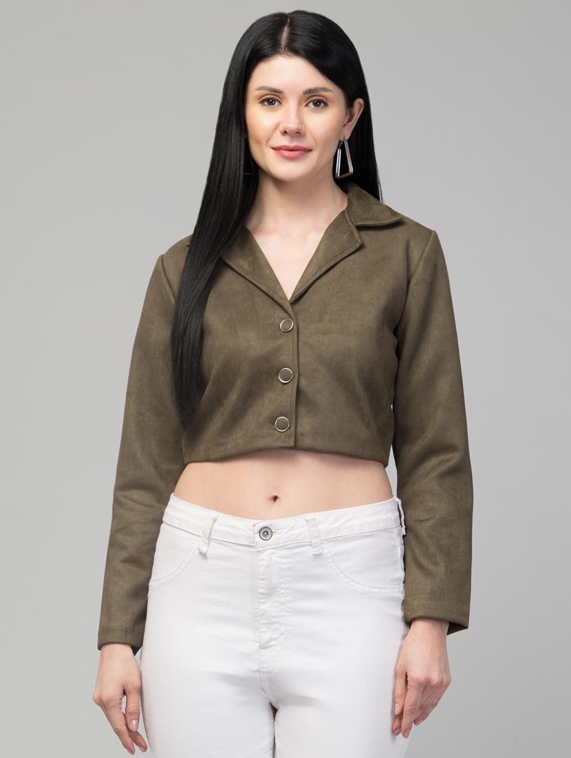 women solid faux leather summer jacket - 20340915 -  Zoom Image - 0