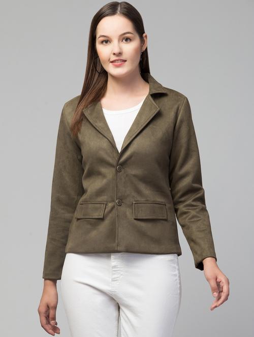 women solid faux summer jacket - 20340927 - Standard Image - 0