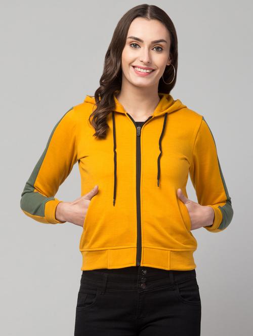 women mustard fleece summer jacket - 20340936 -  Standard Image - 0