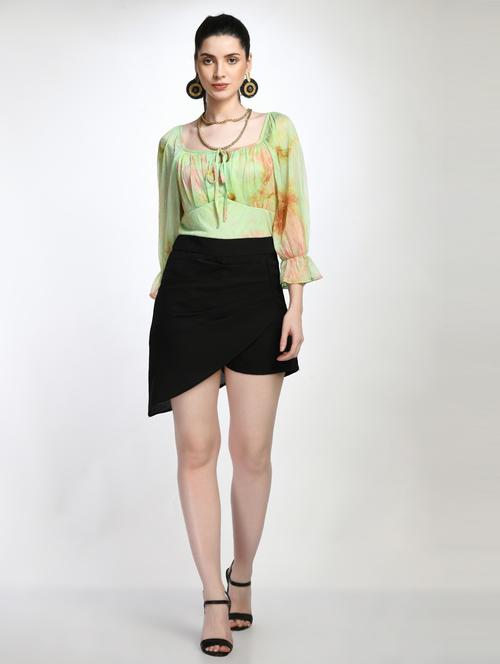 green tie & dyed square neck asymmetric dress - 20341022 - Standard Image - 0