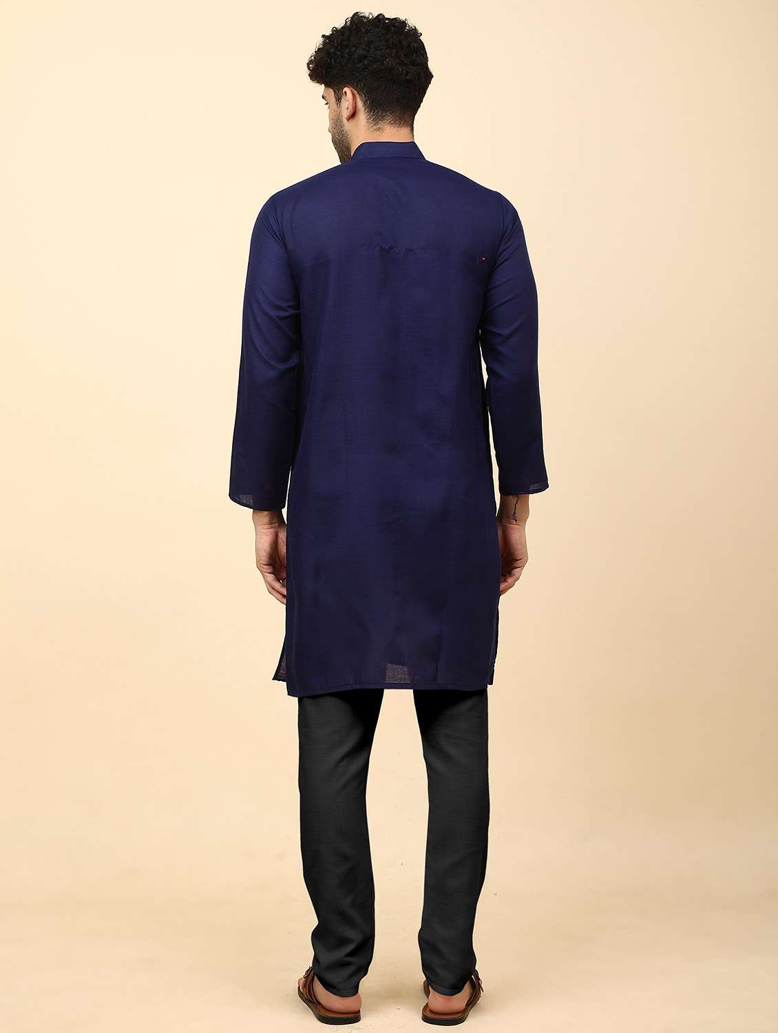 men navy blue solids kurta pyjama sets - 20342391 -  Standard Image - 2