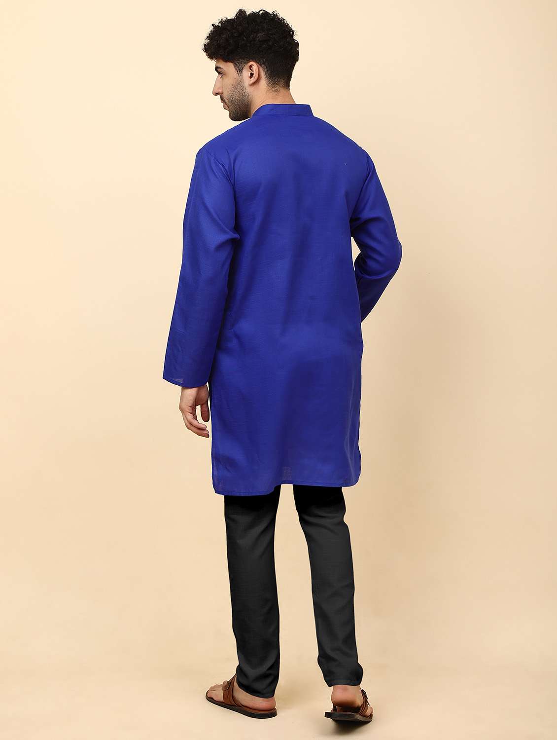 men blue solids kurta pyjama sets - 20342394 -  Standard Image - 2