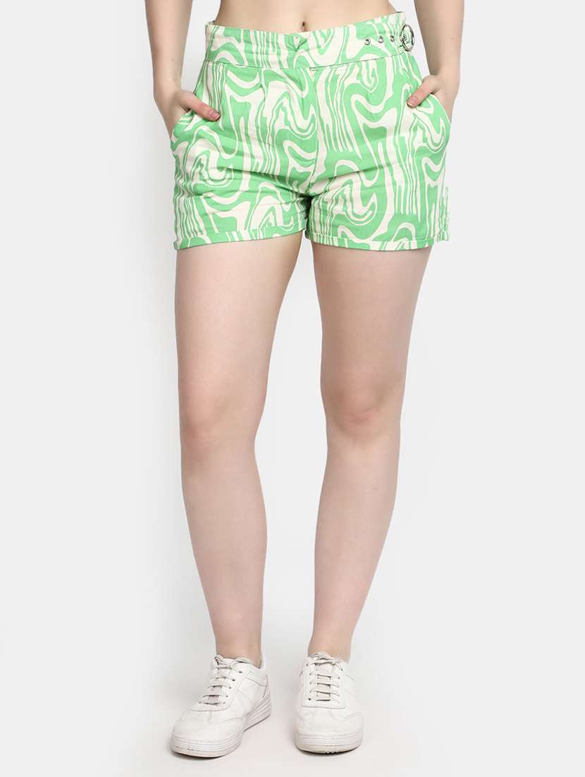 green rayon regular shorts