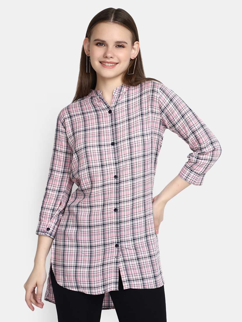 women's straight mandarin neck top