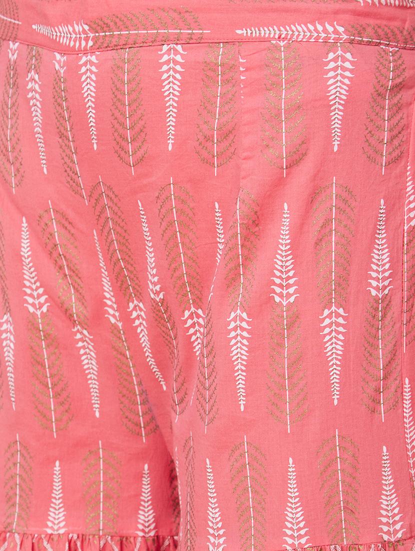 globus women pink gotta patti & allover printed pleated tiered anarkali kurta with sharara & dupatta - 20343214 - Standard Image - 7
