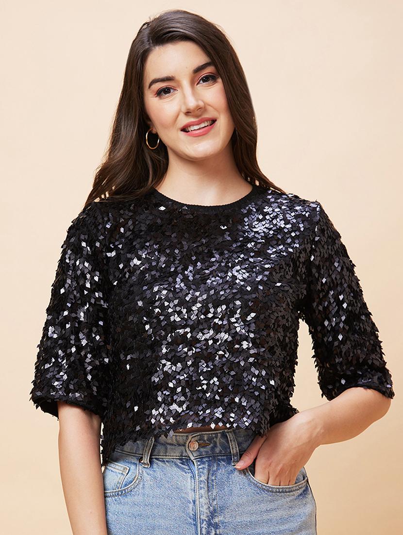 women black polyester regular top - 20343261 -  Zoom Image - 0