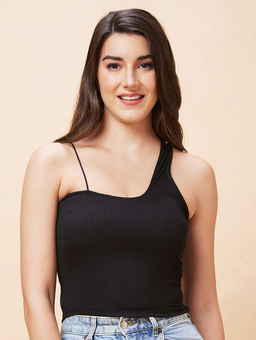 women black cotton crop top