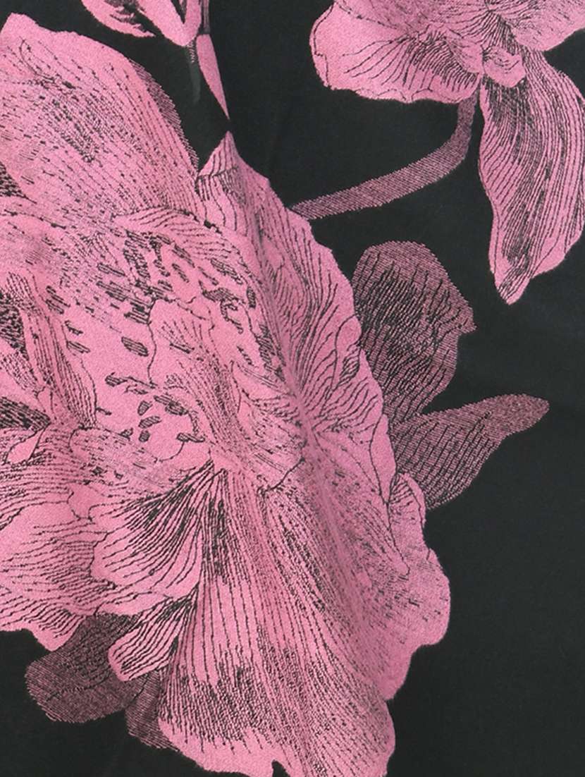 women floral print black wool pashmina shawl - 20343826 - Standard Image - 2
