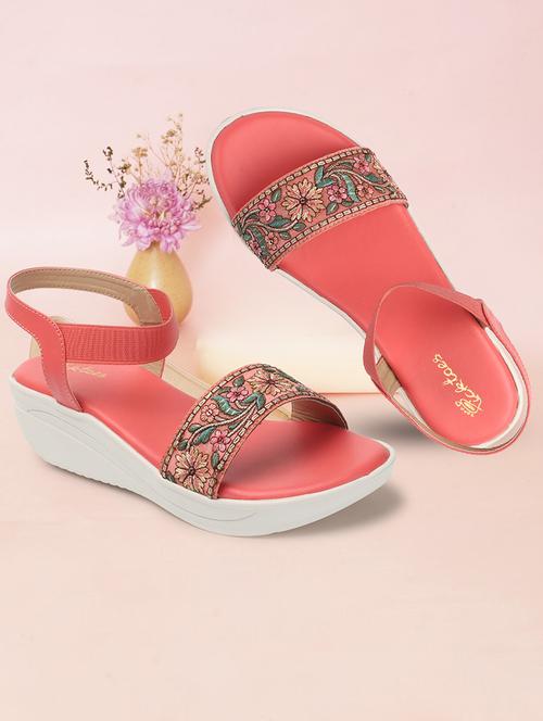 women peachy pink ankle strap sandal - 20344196 -  Standard Image - 0