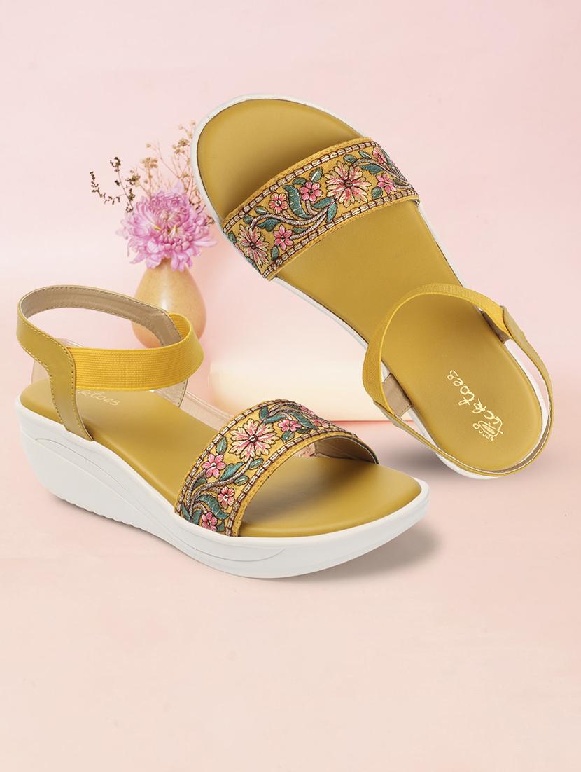 women yellow ankle strap sandal - 20344197 -  Zoom Image - 0