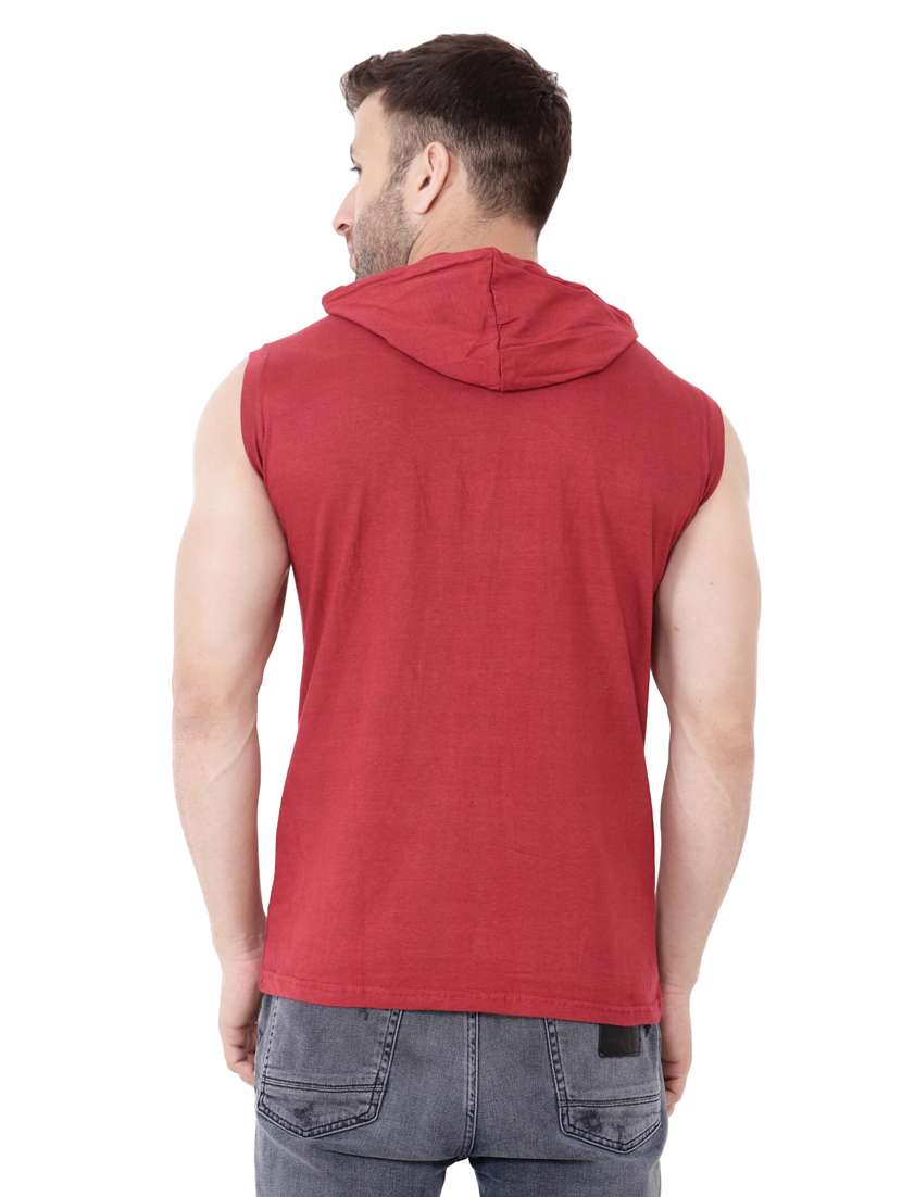 men chest print sleeveless hooded t-shirt - 20345066 - Standard Image - 2