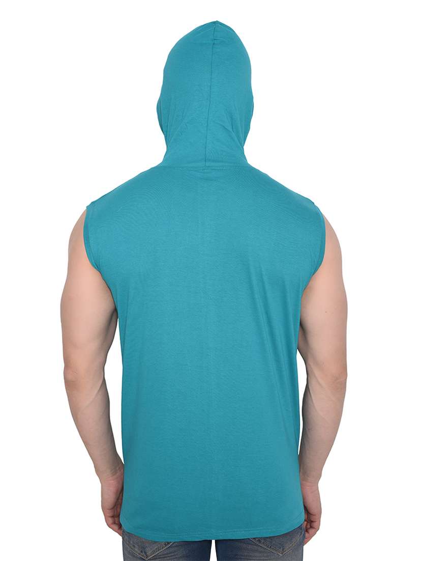men chest print sleeveless hooded t-shirt - 20345067 - Standard Image - 2