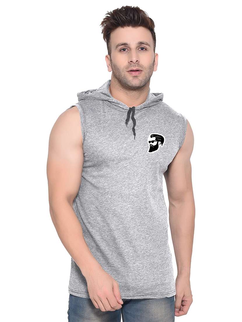 men hooded plain  t-shirt