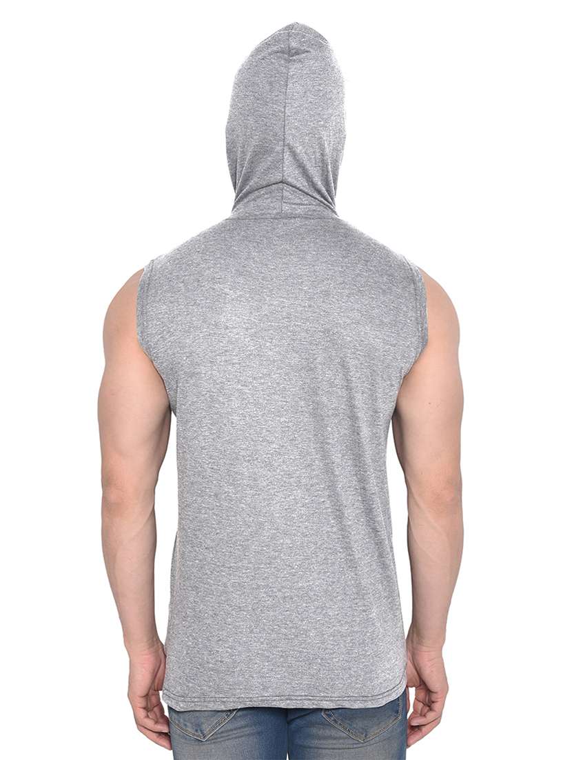 men hooded plain t-shirt - 20345074 - Standard Image - 2