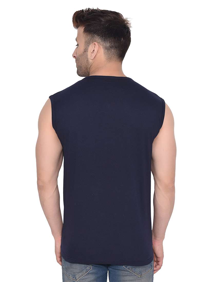 round neck solid sleeveless regular t-shirt - 20345101 -  Standard Image - 2
