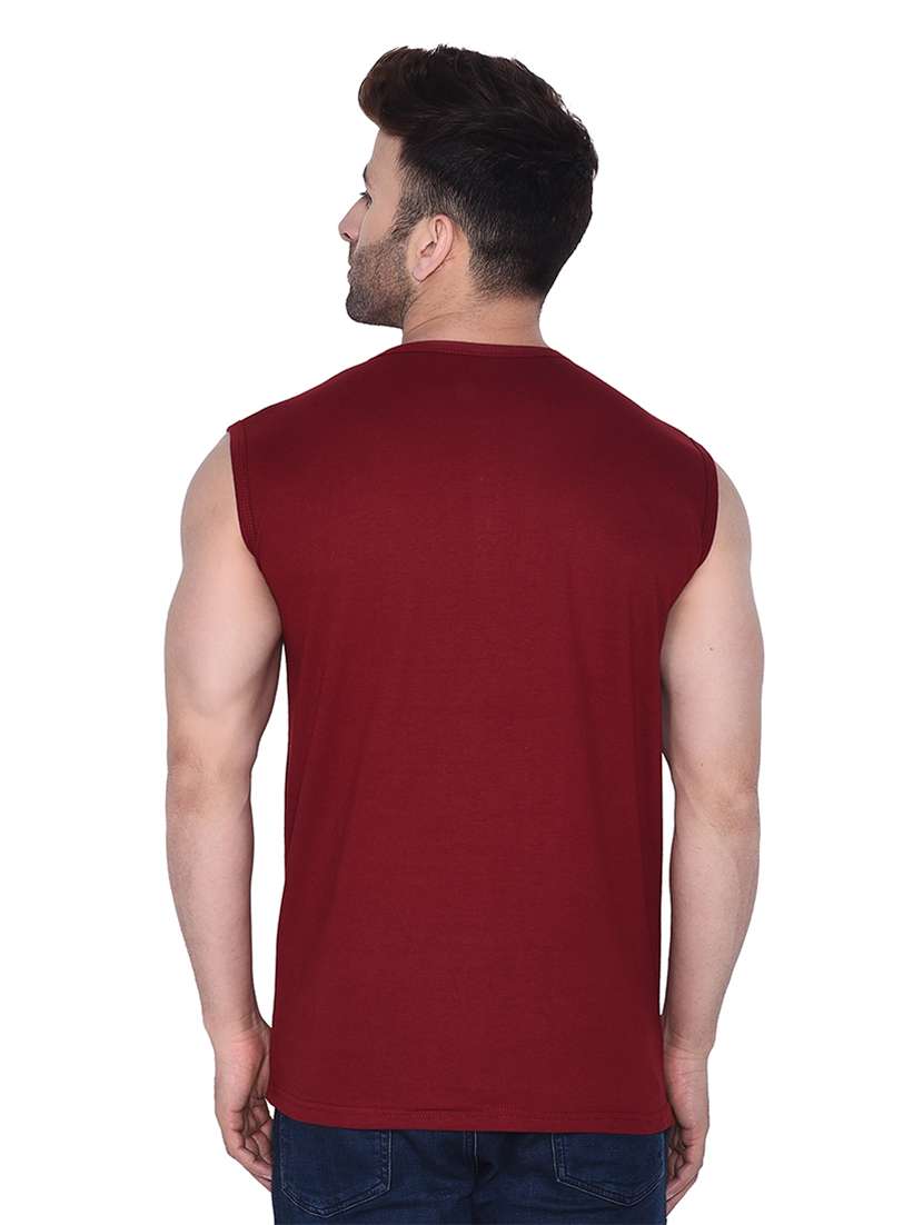 round neck solid sleeveless regular t-shirt - 20345107 - Standard Image - 2