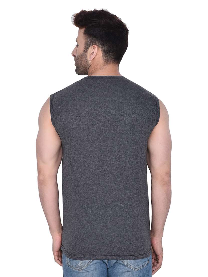 round neck solid sleeveless regular t-shirt - 20345108 - Standard Image - 2