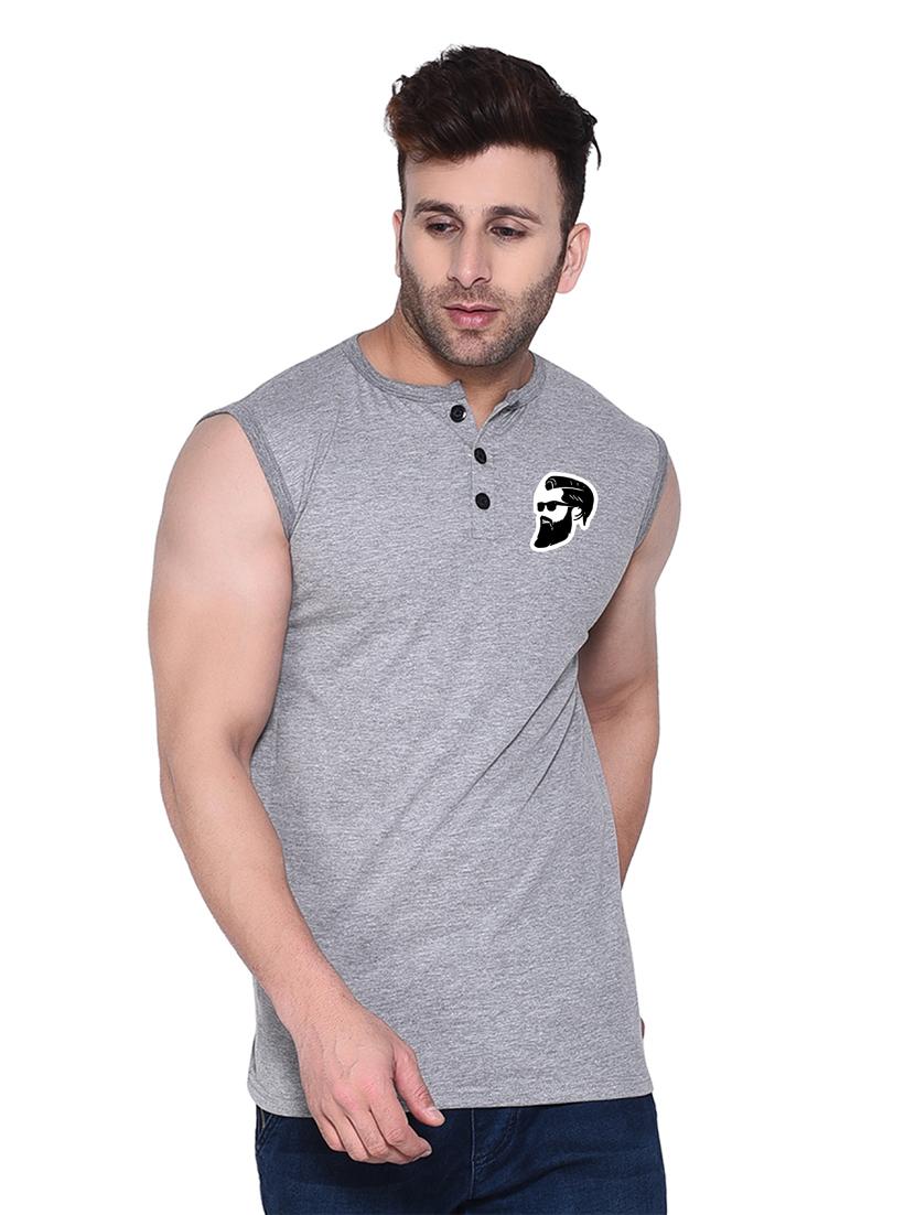round neck solid sleeveless regular t-shirt - 20345109 -  Zoom Image - 0