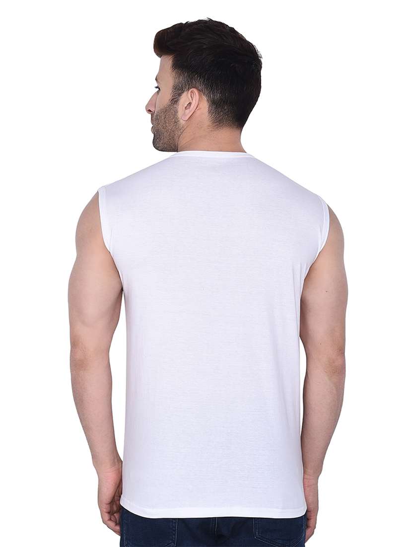 round neck solid sleeveless regular t-shirt - 20345114 -  Standard Image - 2