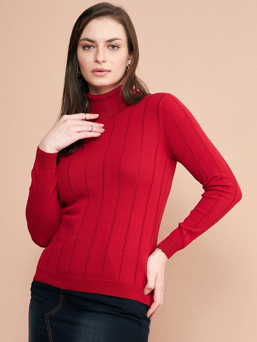 women self design turtle neck pullover - 20345169 - Zoom Image - 0