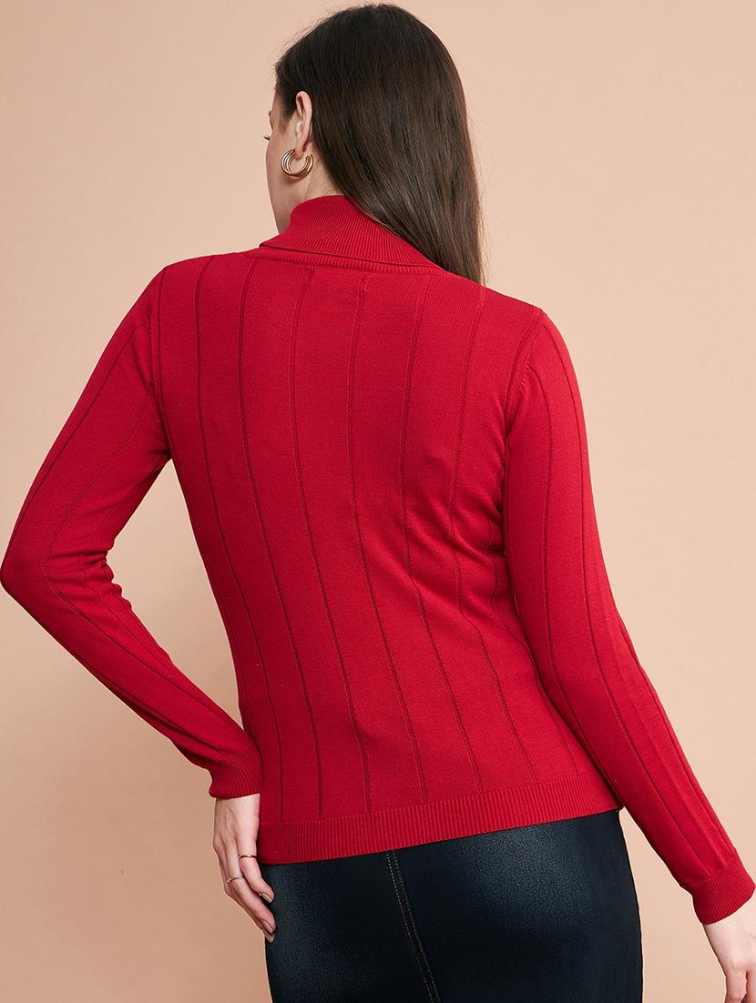 women self design turtle neck pullover - 20345169 - Standard Image - 2