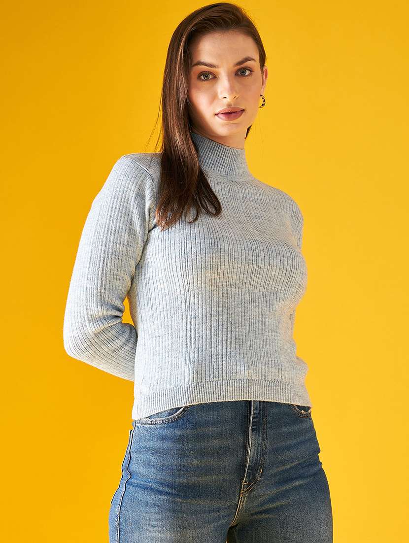 women self design high neck pullover