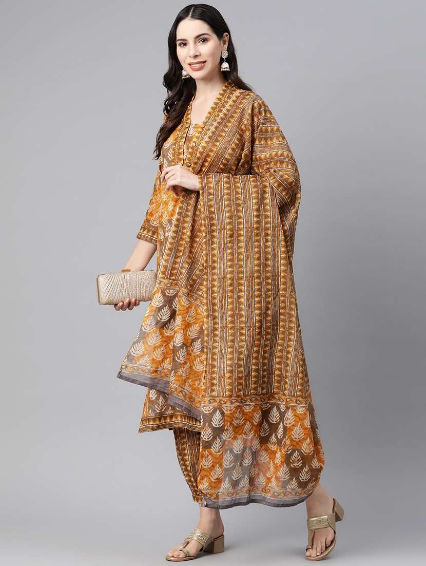 yellow colored kurta salwar set - 20345256 -  Standard Image - 2