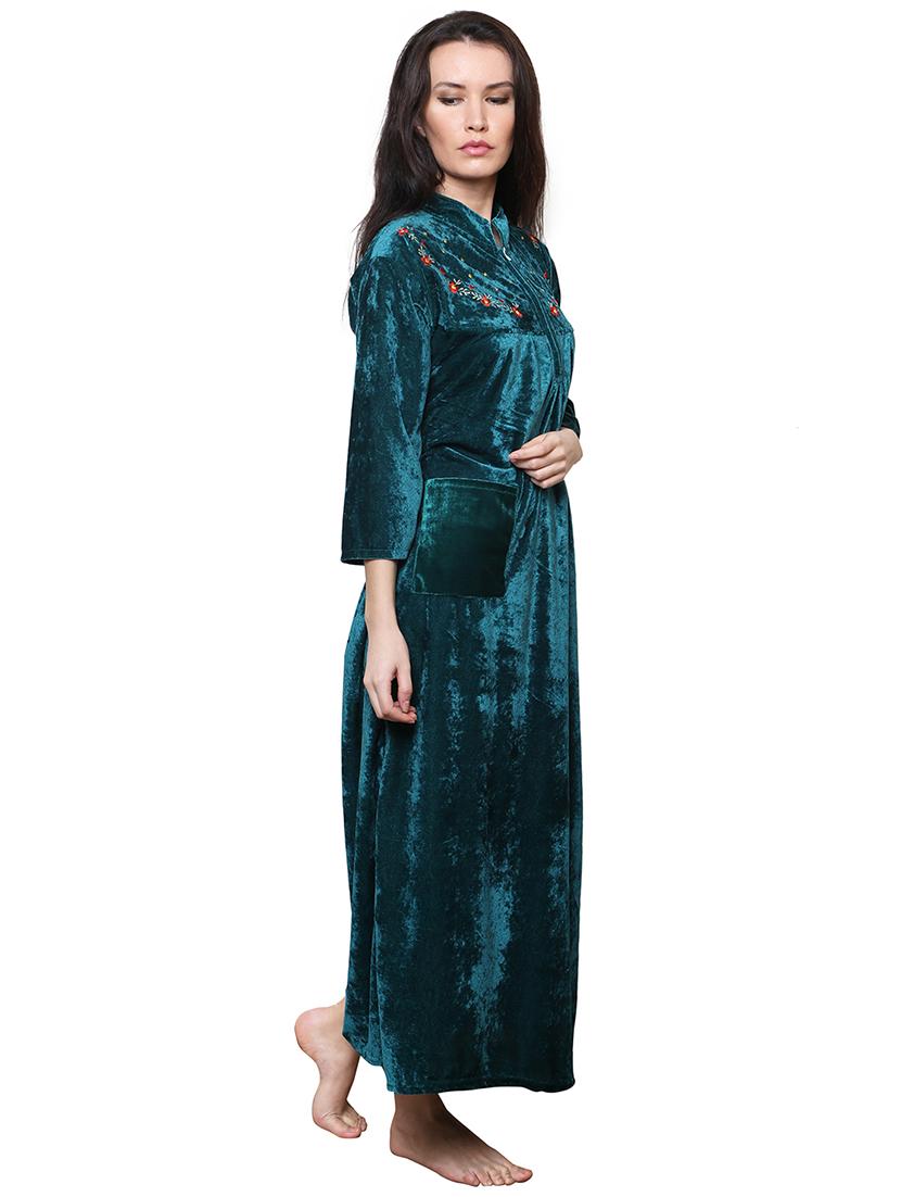 green embroidered nighty - 20345370 - Standard Image - 2