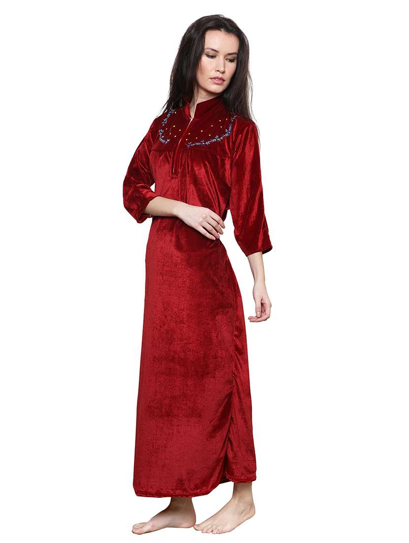 red embroidered nighty - 20345372 -  Standard Image - 2