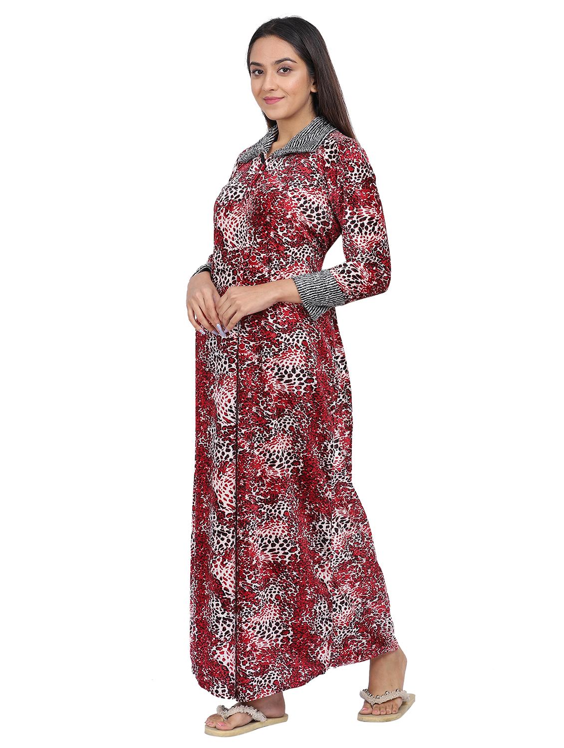 maroon animal print nighty - 20345381 - Standard Image - 2
