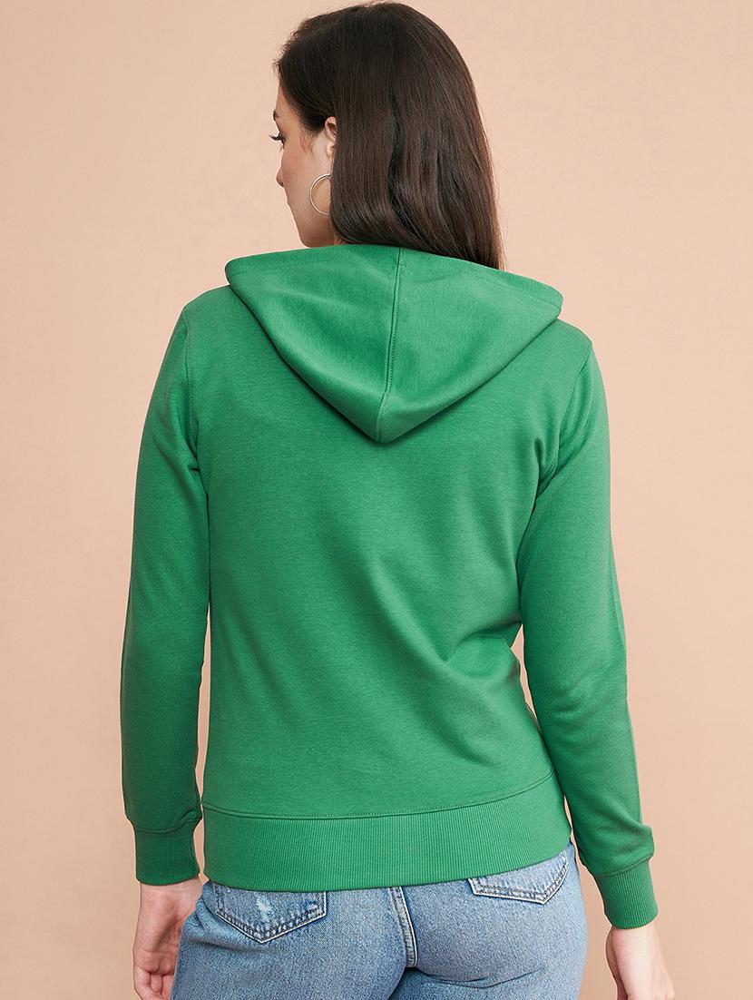 women's pure cotton solid hooded neck sweatshirt - 20345412 - Standard Image - 2