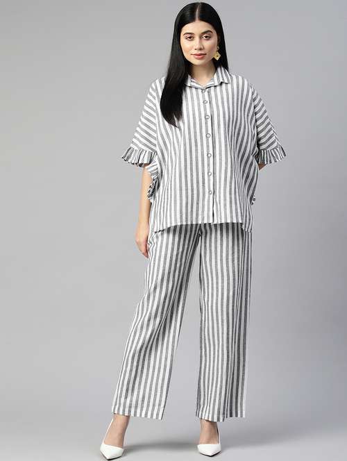 multi color stripes top and trouser co-ord - 20346227 -  Standard Image - 0